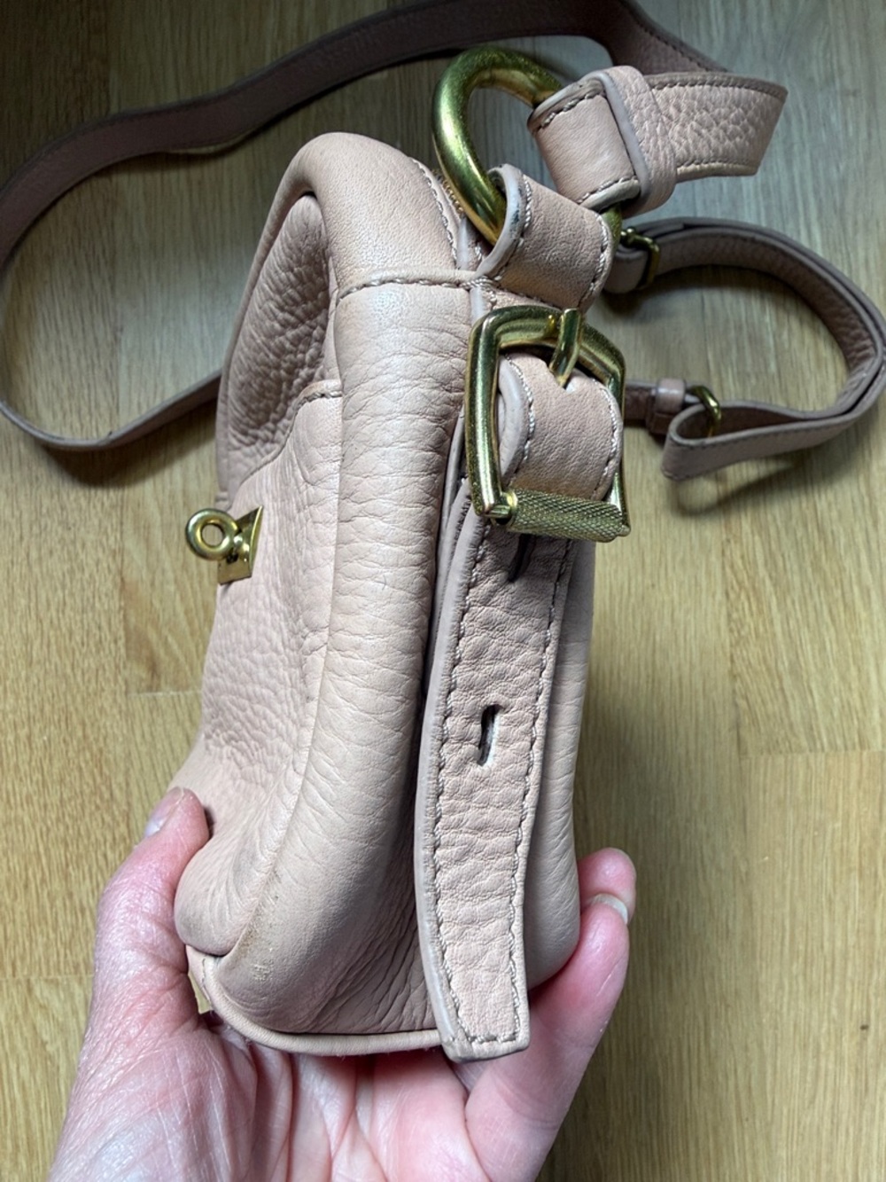 J. Crew Blush Pebbled Leather Crossbody with Gold Hardware - Picture 6 of 16